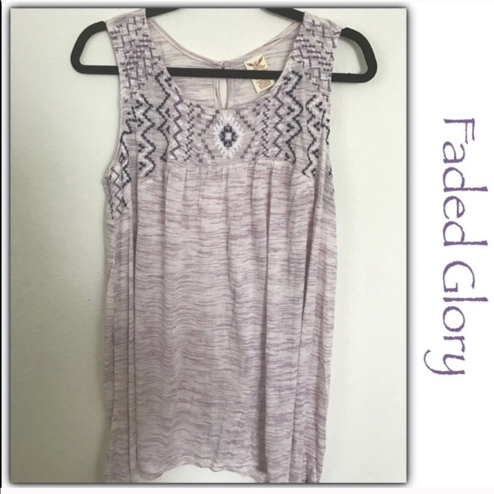 Purple Tank w/Embroidered Detail